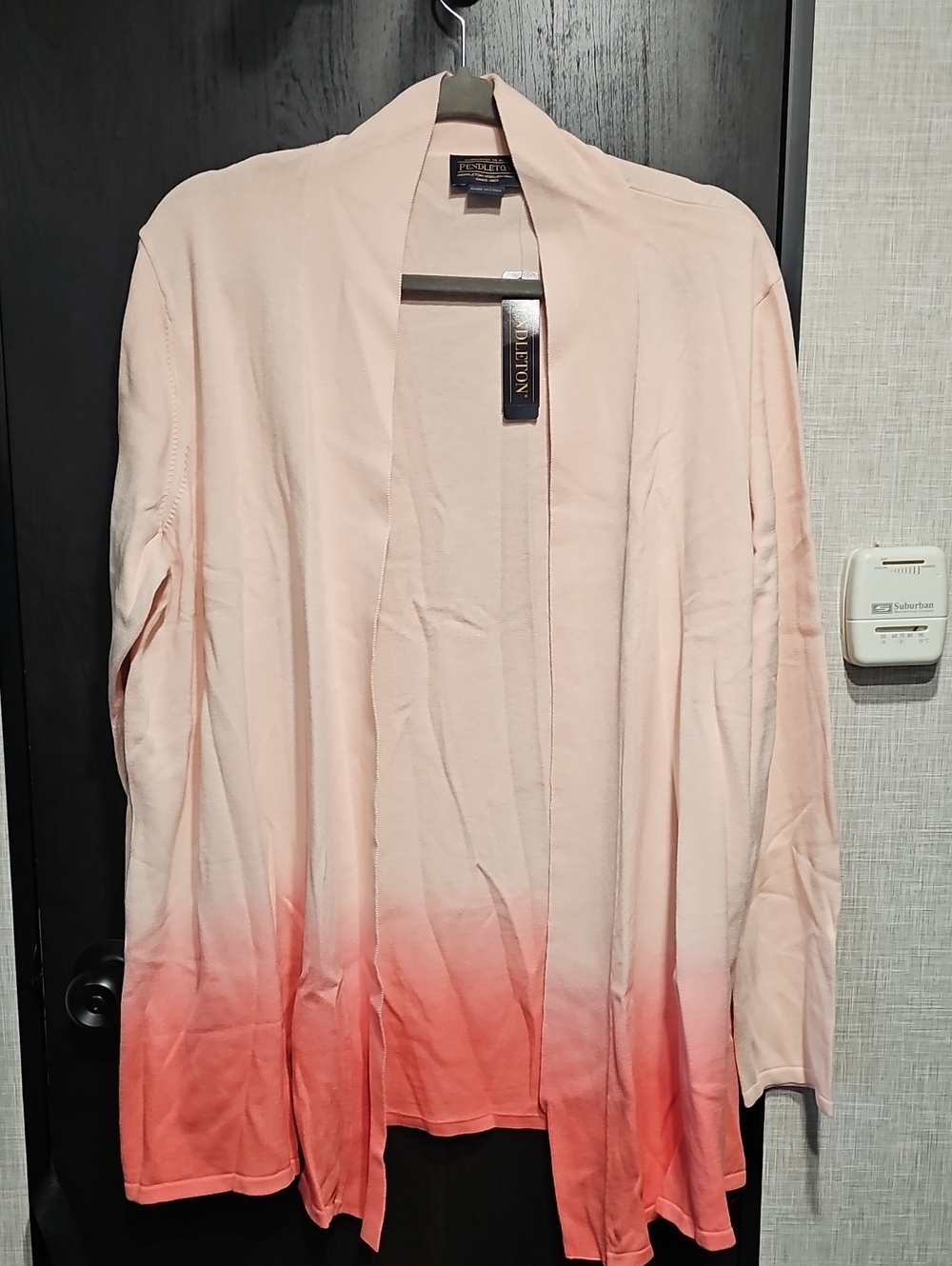 Talbots Light Pink to Coral Ombre Open Cardigan